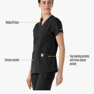 Carhartt Women's Black Short Sleeve scrub Top